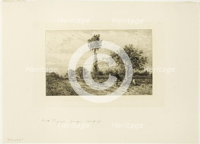 Landscape with Curving Road, 1849. Creator: Charles Emile Jacque.