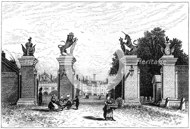 'Entrance to Hampton Court Palace', 1880.Artist: Robert Taylor Pritchett