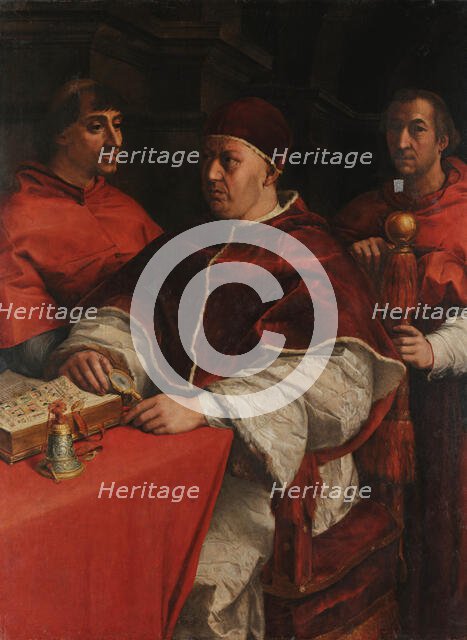 Portrait of Pope Leo X with Cardinals Giulio de' Medici and Luigi de' Rossi, 1523. Creator: Andrea del Sarto (1486-1531).