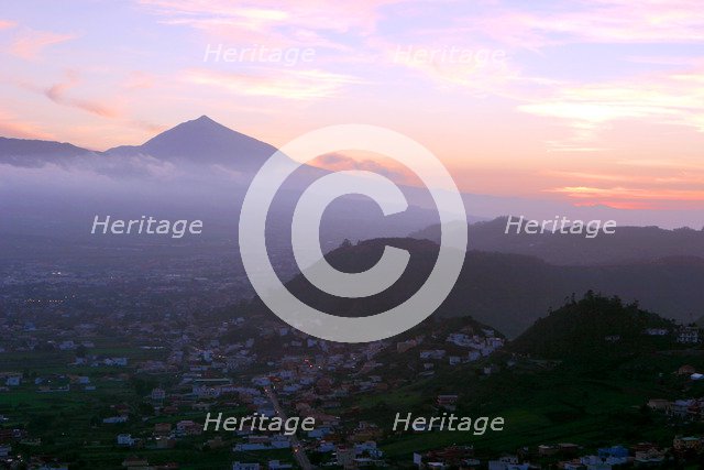 Sunset behind Mount Teide, volcano on Tenerife, Canary Islands, 2007.