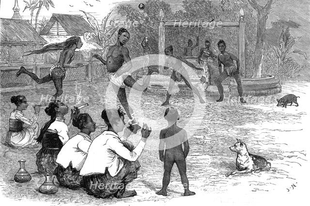 'Our Burmese brothers playing football in Mandalay', 1886.  Creator: Unknown.