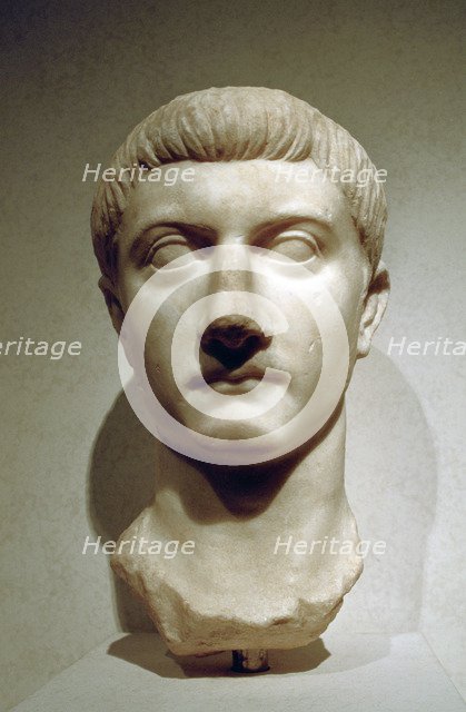 Head of the Roman Emperor Tiberius. Artist: A Lorenzini