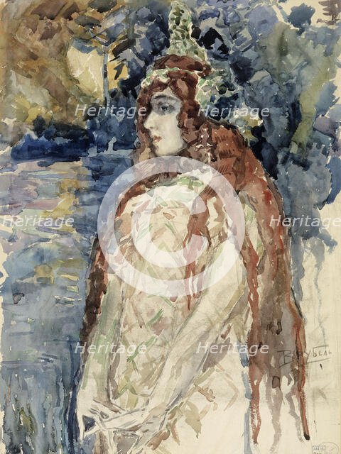 The Sea Princess (Nadezhda Zabela-Vrubel) in Rimsky-Korsakov's opera Sadko), sketch, 1897. Creator: Mikhail Vrubel.