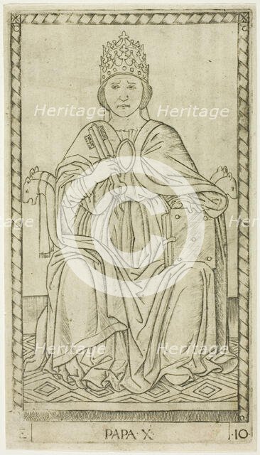 The Pope, plate ten from The Ranks and Conditions of Men, c.1465. Creator: Unknown.