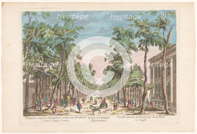 View of a boulevard in Paris seen from Porte du Temple, 1745-1775. Creator: Anon.
