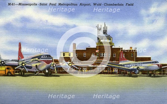 Minneapolis-St Paul Metropolitan Airport, Wold-Chamberlain Field, Minnesota, USA, 1949. Artist: Unknown