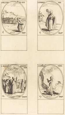 St. Meliton; St. Firminus; St. Gregory the Great; St. Euphrasia. Creator: Jacques Callot.