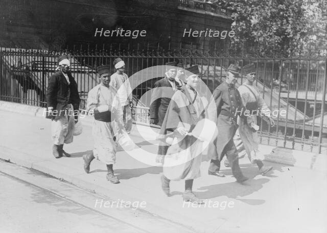 Turcos, wounded at Charleroi, in Paris, 1914. Creator: Bain News Service.
