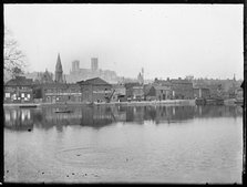 Warehouses lining Brayford Wharf North, Lincoln, Lincolnshire, 1900-10. Creator: George R Long.