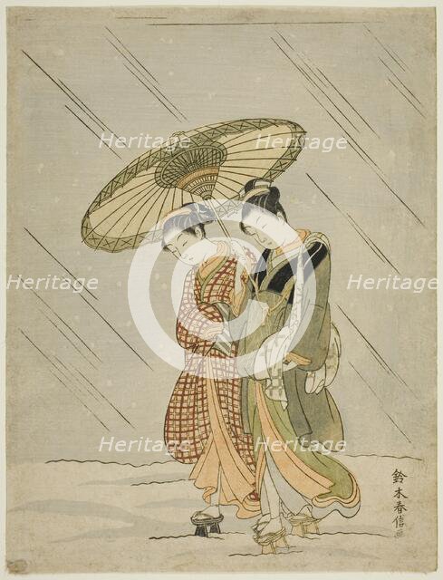 Snow on the Way Back from the Public Bath, c. 1766/67. Creator: Suzuki Harunobu.