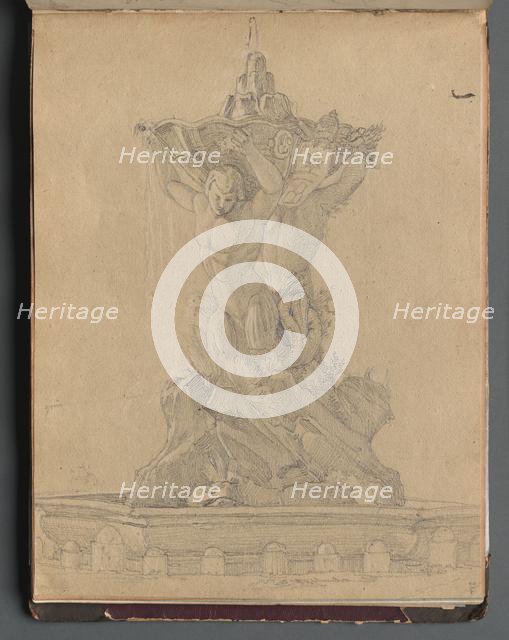 Album with Views of Rome and Surroundings, Landscape Studies, page 21a: Roman Fountian. Creator: Franz Johann Heinrich Nadorp (German, 1794-1876).