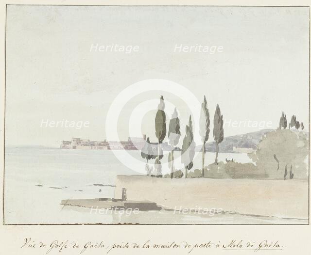View of the Gulf of Gaeta opposite the posthouse at Gaeta pier, 1778. Creator: Louis Ducros.