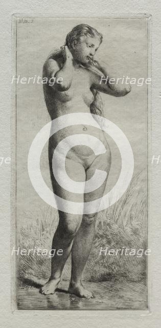 Young woman bathing. Creator: Charles-Émile Jacque (French, 1813-1894).