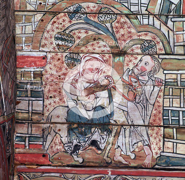 Norwegian painting of the flight to Egypt, 13th century. Artist: Unknown