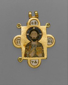 Double-Sided Pendant Icon with the Virgin and Christ Pantokrator, Byzantine, ca. 1100. Creator: Unknown.