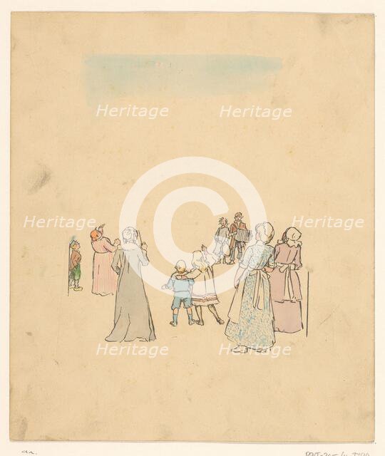 Group of people listening to children playing music, c.1880-c.1910. Creator: Anon.