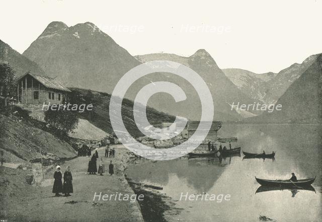 Mundal, on the Fjaerlandsfjorden, Sogn, Norway, 1895.  Creator: Poulton & Co.