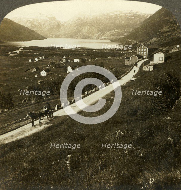 'Pretty mountain-walled village and lake of Roldal, in rugged Western Norway', c1905. Creator: Unknown.