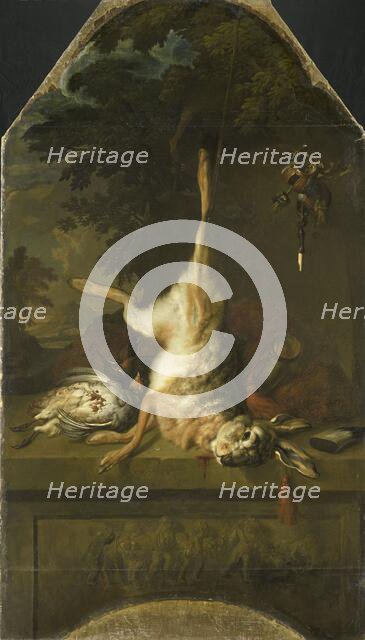 Still Life with Dead Hare and Partridges, 1717. Creator: Dirk Valkenburg.