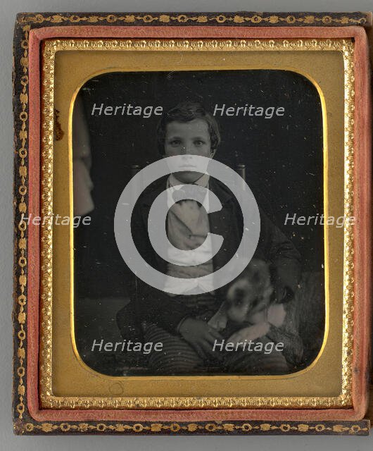 Untitled (Portrait of a Seated Boy with a Dog), 1859. Creator: Unknown.