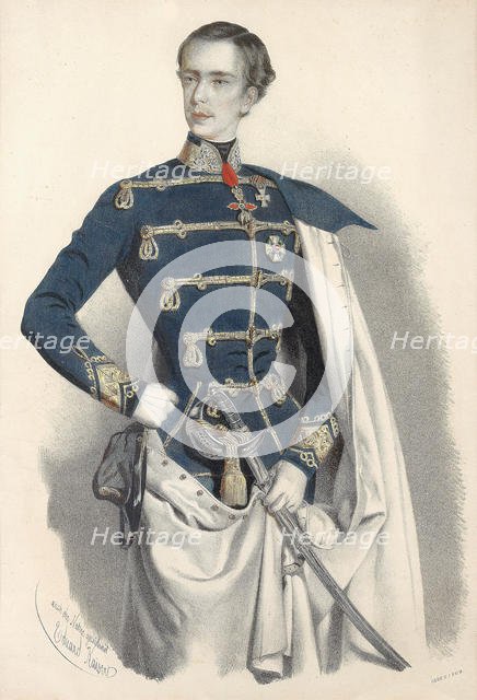 Portrait of Emperor Franz Joseph I of Austria, in Hungarian uniform, c. 1850. Creator: Kaiser, Eduard (1820-1895).