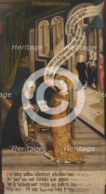 Scenes from the Legend of Saint Cordula: the apparition before the pious Hildentrut, c. 1490-1499. Creator: Master of Cologne (active ca 1500).