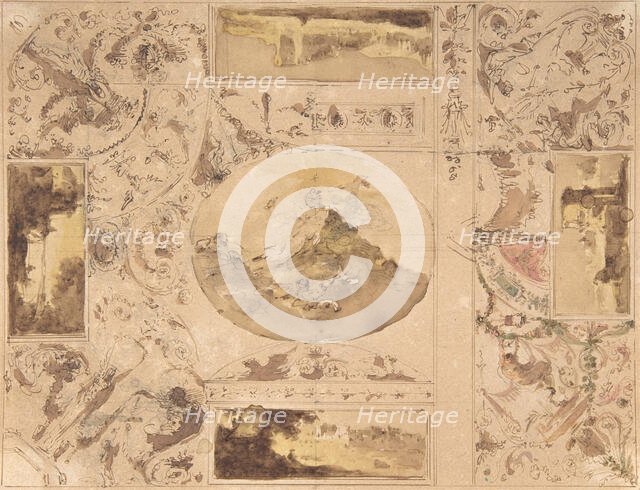 Designs for the decoration of a ceiling, late 18th-mid-19th century. Creator: Giuseppe Bernardino Bison.