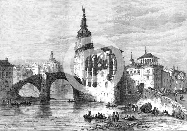 The Civil War in Spain: view in Bilbao - the church and bridge at St. Antonio, 1874. see 0580033139 Creator: Unknown.