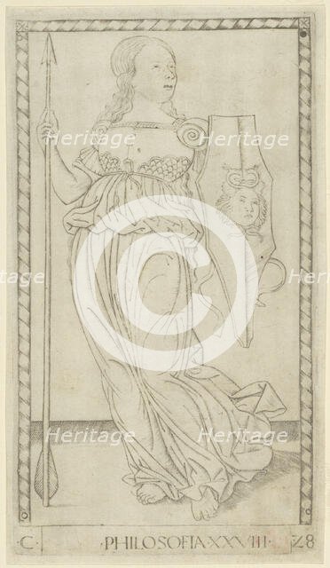 Philosophy, plate 28 from Arts and Sciences, c.1465. Creator: Unknown.