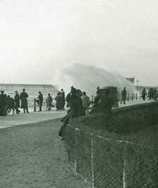 Rough sea over the promenade at Hastings, Sussex, late 19th-early 20th century. Creator: Unknown.