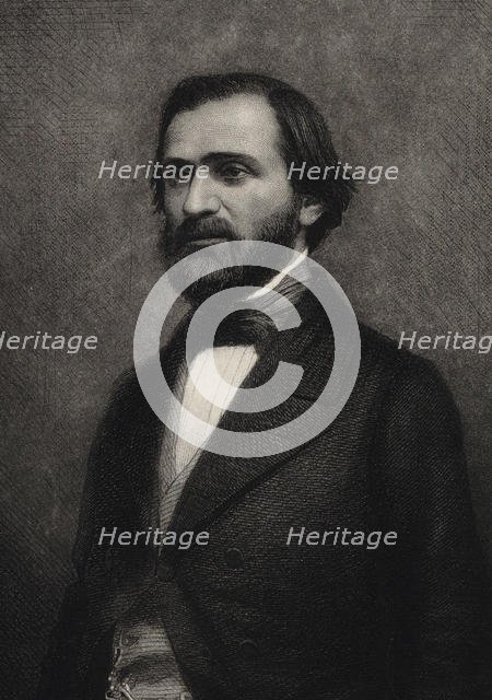 Portrait of the Composer Giuseppe Verdi (1813-1901), c. 1850. Creator: Geoffroy, Charles-Michel (1819-1882).