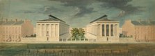 Unexecuted Design for Cross-Block Terrace Development (perspective), ca. 1831. Creator: Alexander Jackson Davis.