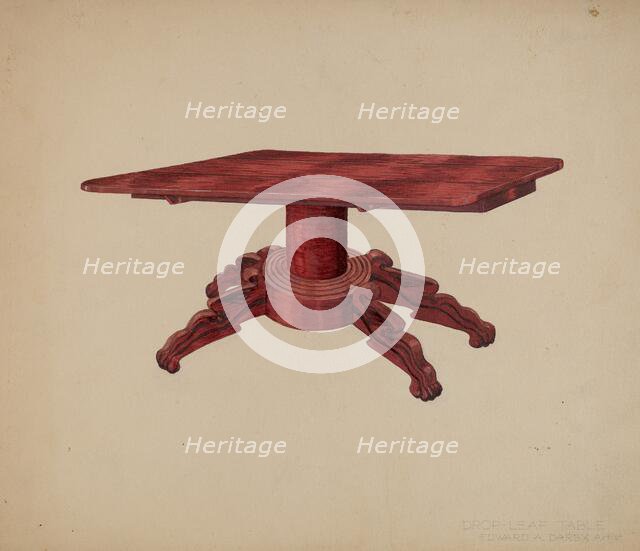 Drop-leaf Table, c. 1938. Creator: Edward A Darby.