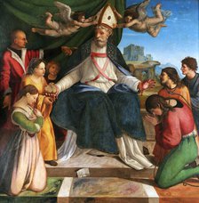Saint Nicholas of Bari on the Bishop's Throne, ca 1514-1516. Creator: Sabatini, Andrea (1480-1545).