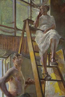 Satyr and a Model, 1913. Creator: Jacek Malczewski.