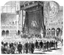 Opening of the International Exhibition: Earl Granville presenting the address to the Duke..., 1862. Creators: Mason Jackson, Unknown.