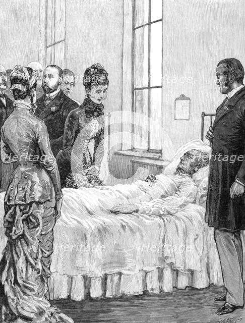 Opening the Marylebone Infirmary at Notting-Hill: the Princess of Wales visiting the patients, 1881. Creator: William James Palmer.