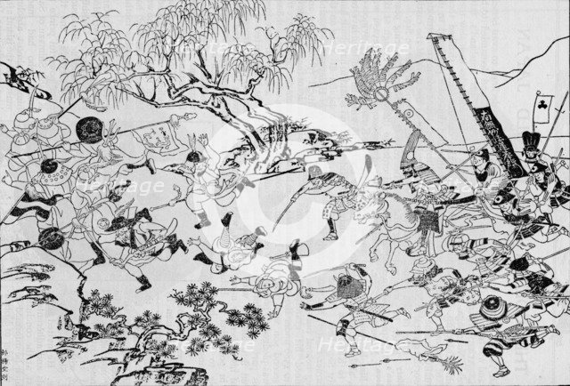 A Japanese artist's picture of Japan's invasion of Korea in 1592 (1907). Artist: Unknown.
