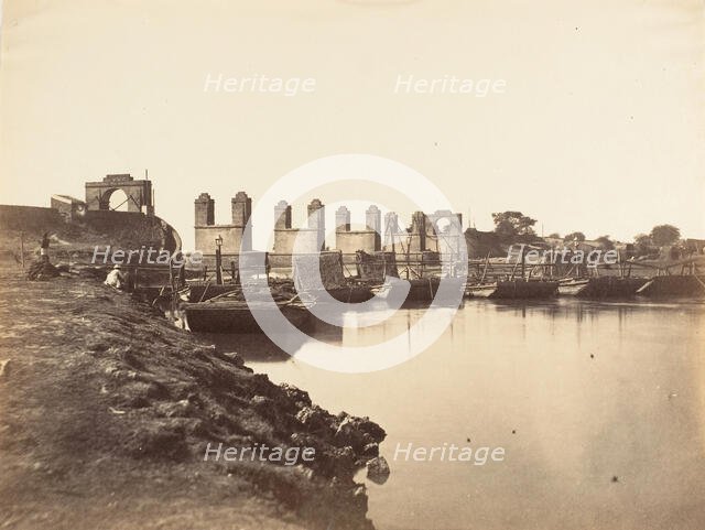 Suspension Bridge Over the Hindun River Destroyed by the Rebels in 1857, 1858-61. Creator: Unknown.