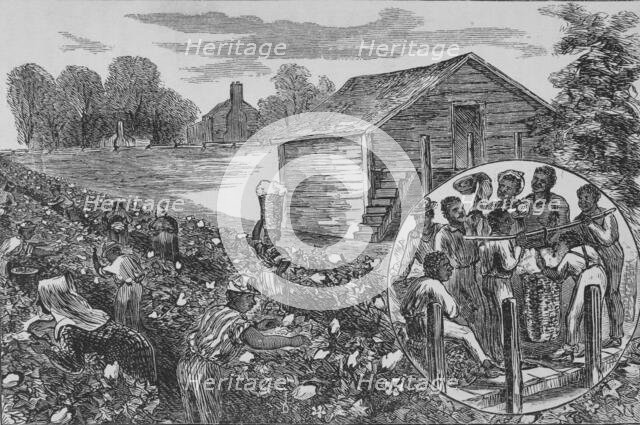 Picking and weighing cotton, 1872. Creator: Unknown.