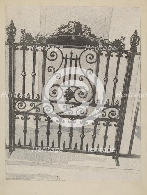 Cast and Wrought Iron Gate, c. 1936. Creator: Arelia Arbo.
