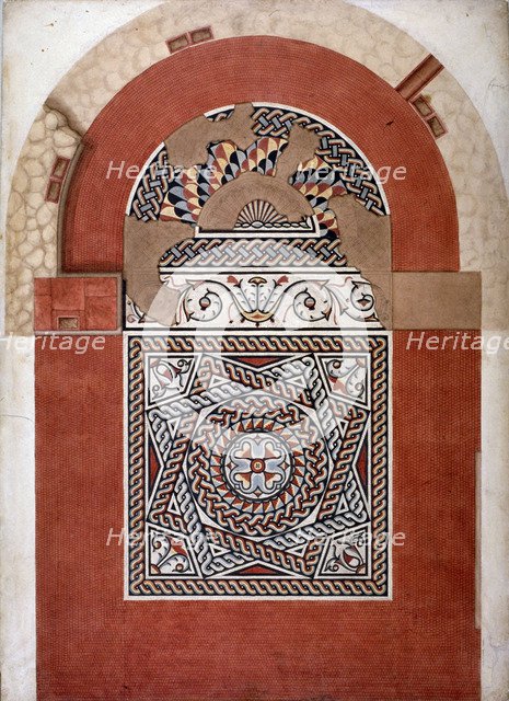 Roman mosaic pavement dating from 300 AD, found in Bucklersbury, City of London, 1869.               Artist: HR Payne