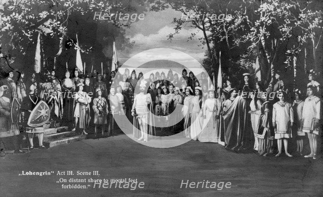 Performance of Richard Wagner's opera Lohengrin (act III, scene III), 1907.Artist: Schwalb