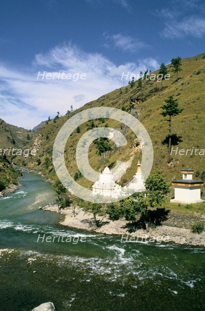 Buddhist chortens, Chuzom, Bhutan.