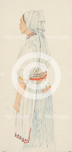 Study of a Slovak woman, 1910-1920. Creator: Emil Orlik.