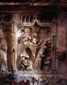 Santo Domingo de la Calzada (1019-1109), Spanish hermit, relief in his mausoleum in the cathedral…