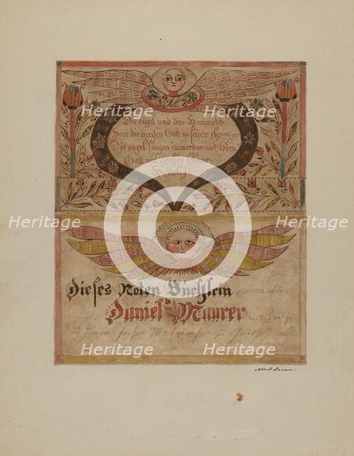 Manuscript and Miniature, c. 1937. Creator: Albert J. Levone.