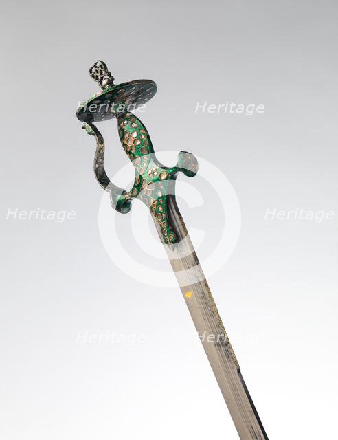 Saber (Talwar) with Scabbard, Indian, blade, dated A.H. 835/ A.D. 1673; hilt, 19th century. Creator: Unknown.
