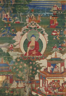 Buddha Shakyamuni and Narrative Scenes, 18th century. Creator: Anon.