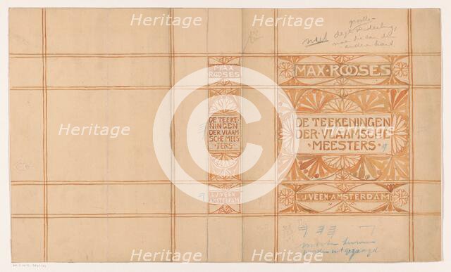 Book cover design for "The Drawings of the Flemish Masters" by Max Rooses, 1900-1915.  Creator: Johann Georg van Caspel.